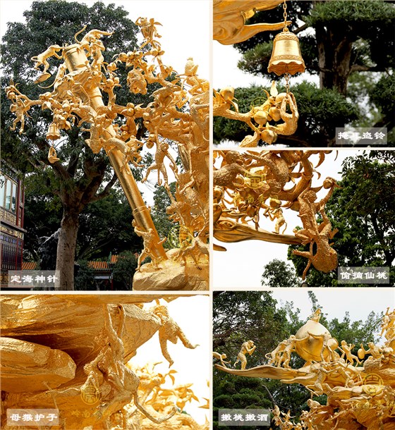 靈猴獻(xiàn)壽銅雕