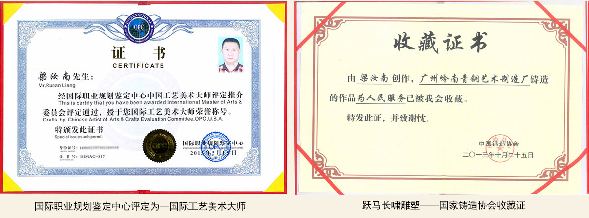梁汝南大師部分榮譽(yù)證書(shū)展示