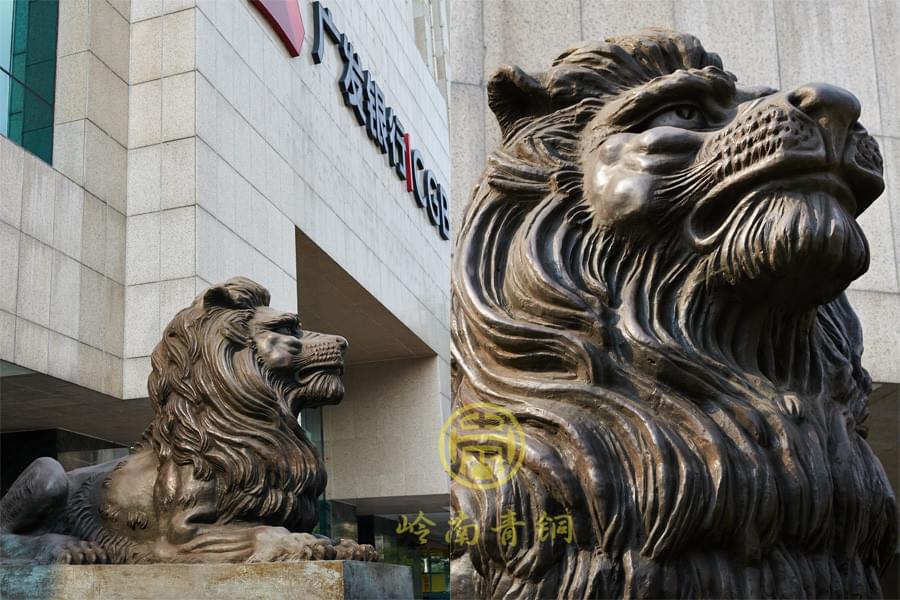 廣東發(fā)展銀行門口銅獅工程