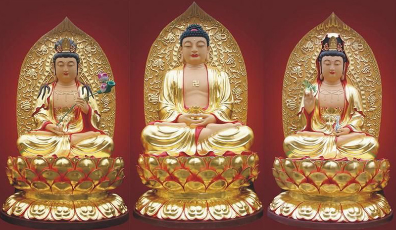 西方三圣銅佛像