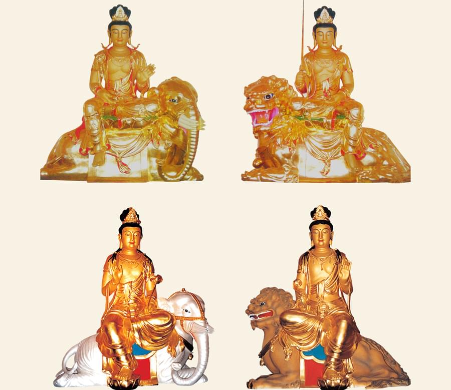 文殊,普賢銅佛像