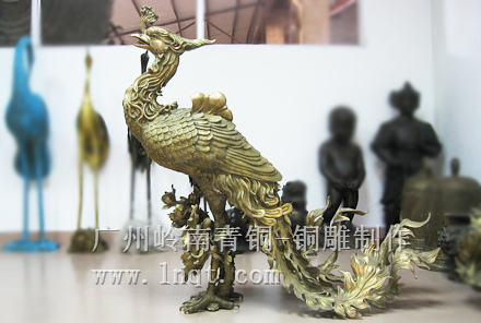 現(xiàn)貨：銅鳳凰雕塑 吉祥擺件（長(zhǎng)1.2m 寬0.6m 高1.13m）